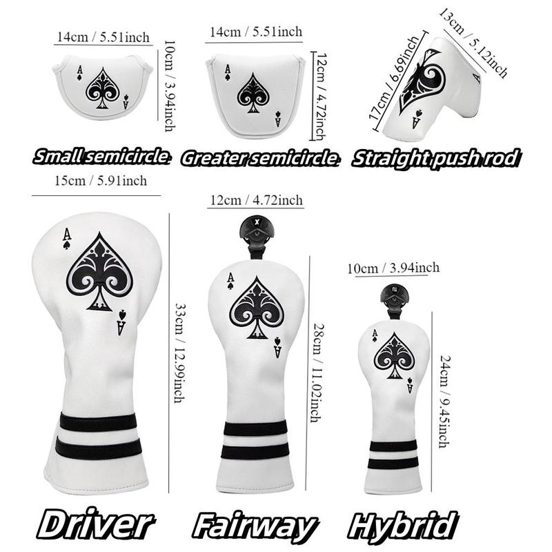 Golf Club Headcover, Spade A for Driver Fairway Hybrid Wood Head Covers, Blade Putter Mallet Putter Covers for Golf Clubs, Iron Clubs Headcover, Golf Accessories 2024