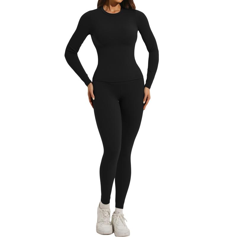 Two-piece Women's Yoga Jumpsuit, Exercise Ribbed Long Sleeved Sportwear, Hip Lifting Yoga Suit