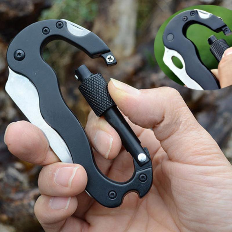 5 in 1 Multifunctional Carabiner, Portable Outdoor Multitool, Multifunctional Climbing Buckle, Outdoor Accessories for Camping Hiking Climbing