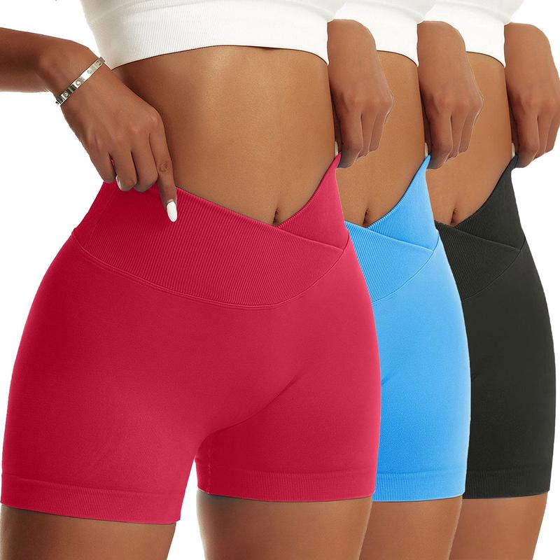 OVESPORT Women 's Gym Shorts  Scrunch Butt Lifting Workout V-shaped Back Waist Gym Shorts High Waist Yoga Short Athletic Leggings High-Waisted Lycra