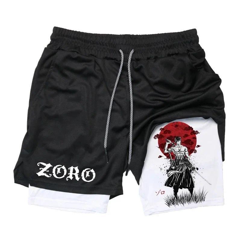 Anime Gym Print Shorts Men Running Fitness Workout Shorts 2 in 1 Compression Double Layer Shorts with Pockets Quick Drying Basketball Shorts Mesh shorts Free shipping,Free delivery sprayground  shorts