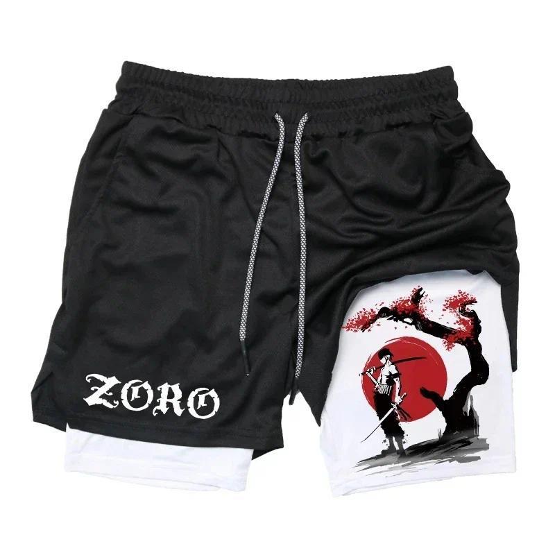 Anime Gym Print Shorts Men Running Fitness Workout Shorts 2 in 1 Compression Double Layer Shorts with Pockets Quick Drying Basketball Shorts Mesh shorts Free shipping,Free delivery sprayground  shorts