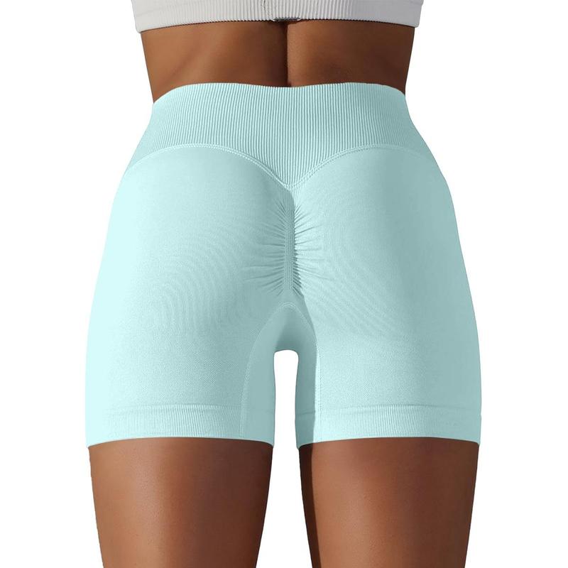 OVESPORT Women 's Gym Shorts  Scrunch Butt Lifting Workout V-shaped Back Waist Gym Shorts High Waist Yoga Short Athletic Leggings High-Waisted Lycra