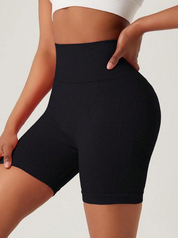 Women's Solid High Waist Sports Short Leggings, Sporty Quick Drying Breathable Comfortable Skinny Biker Shorts, Ladies Sportswear for Yoga Gym Running