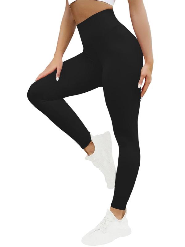 Women's Solid High Waist Leggings, Casual Comfy Skinny Pants for Yoga Gym Workout, Ladies Sportswear Bottoms for All Seasons