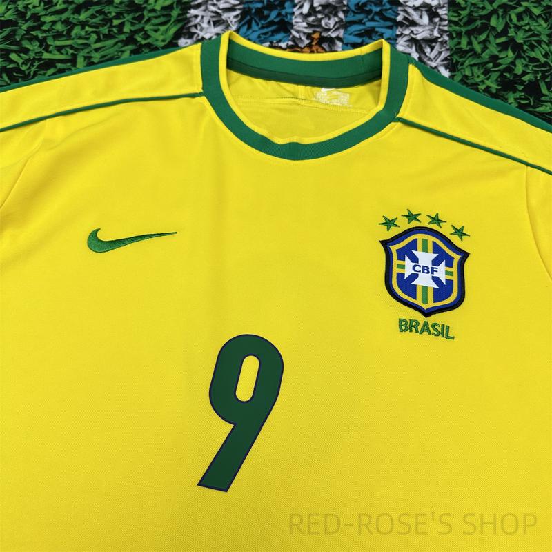 Nike 98 World Cup Brazil Jerseys No. 9 Ronaldo National Team Soccer Jerseys Set Rivaldo Short Sleeve Team Uniforms