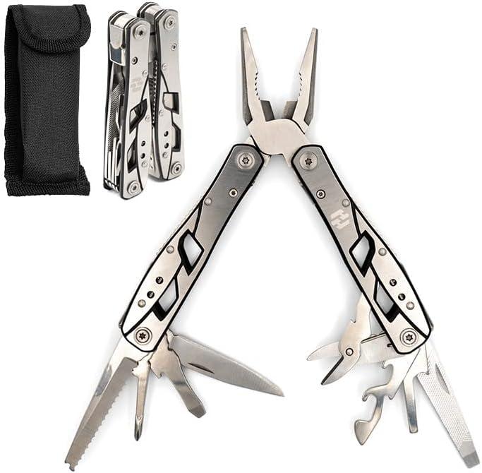 Multitool Plier - 12 In 1 Stainless Steel Pocket Multi Tool With Durable Sheath For Camping,  Gear - Safety Locking Camping Accessories With , Bottle Opener,  by