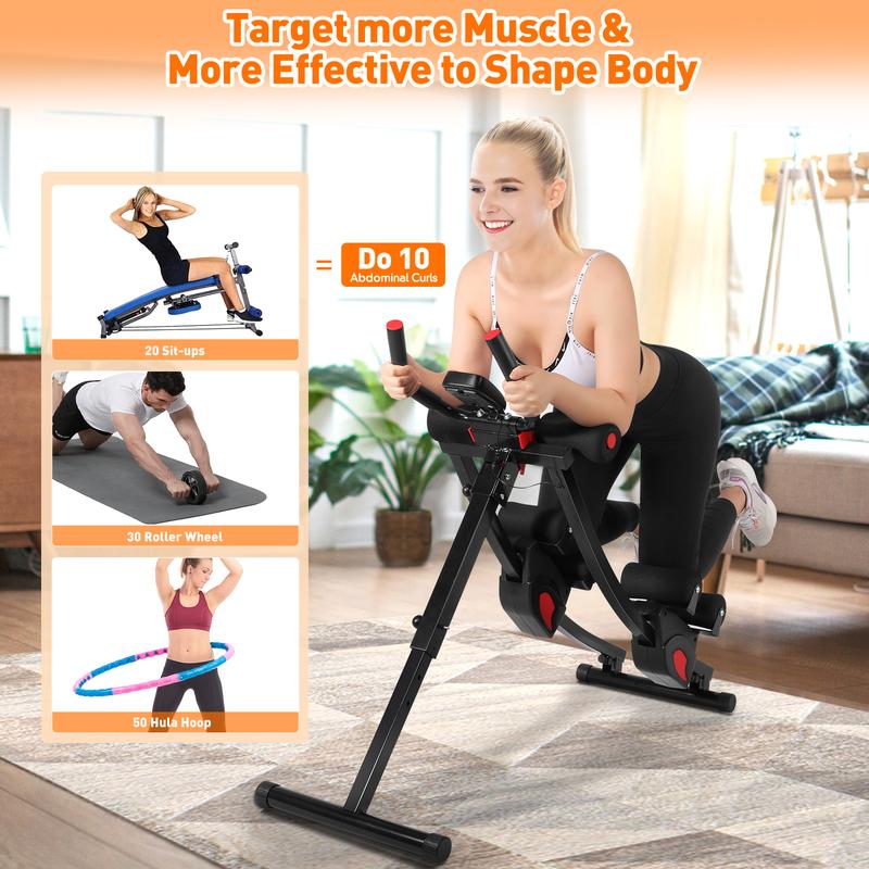 Bearbo Fitness Ab Machine, 4 Adjustable Resistance Levels Ab Workout Equipment for Home Gym, Height Adjustable Ab Trainer, Foldable Fitness Equipment.440lbs Weight Capacity