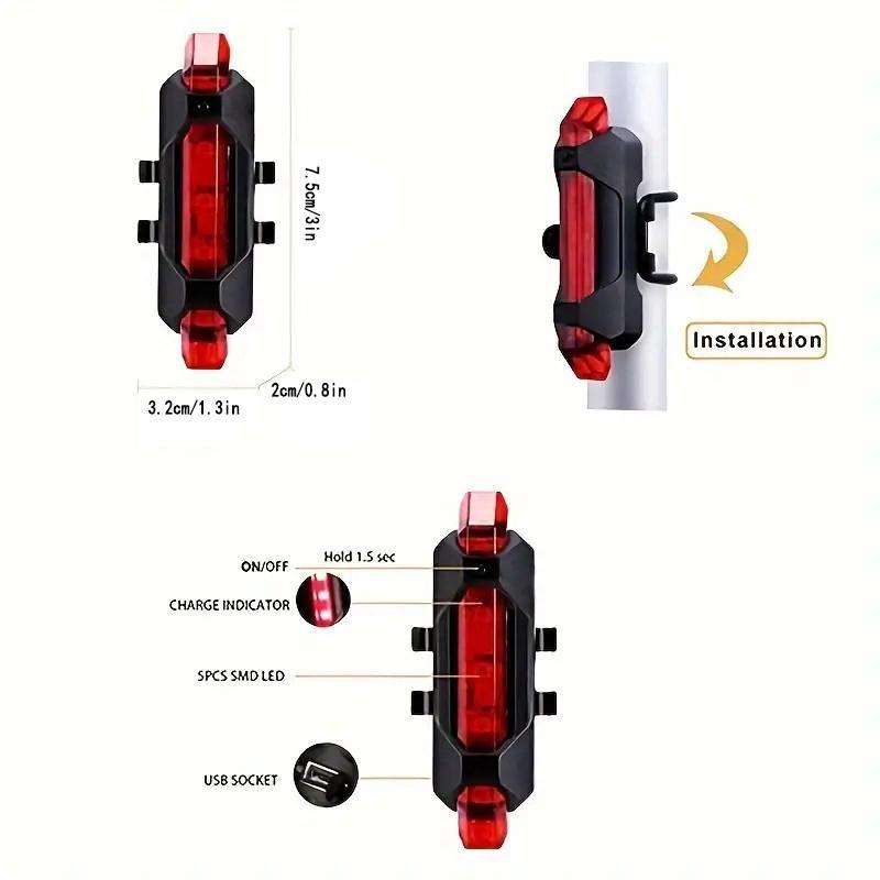 USB Rechargeable Bicycle Rear Light, 4 Modes Bicycle Tail Light, Bicycle Safety Warning Light, Cycling Accessories for Mountain Bike & Road Bike