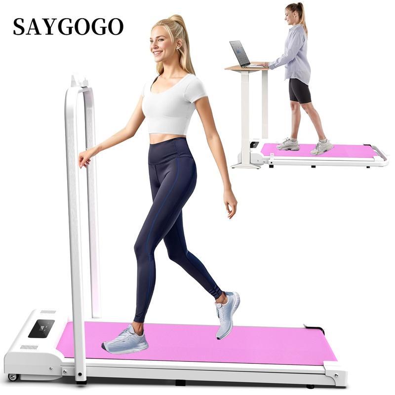 [SAYGOGO] 265LBS 2 in 1 Portable Treadmill with Handle Remote Control LED Display, Under Desk Treadmill, Walking Pad, Walking Jogging Machine for Home Office Use