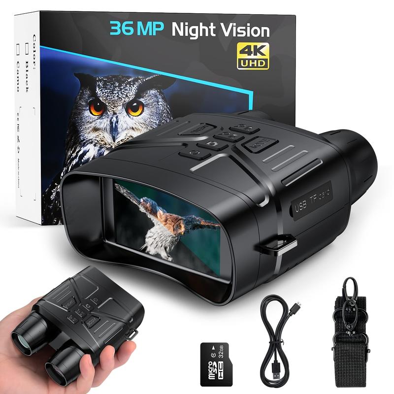 4K Night Vision Goggles for Adults - 3-In-1 Large Screen Binoculars for Wildlife Observation, Camping, Security, and Hurting - USB Rechargeable