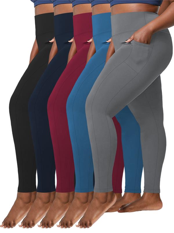 5PCS Soft Leggings for Women High Waisted Tummy Control with Pockets  Workout Yoga - Womenswear