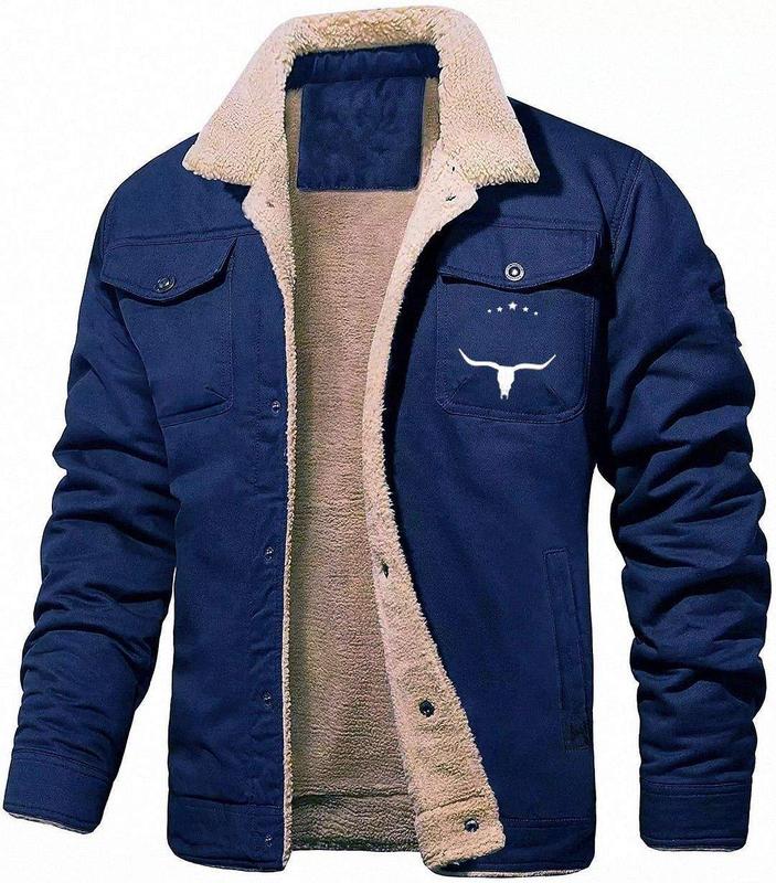 Bullhorns Men's Fleece-lined Cotton Casual Jacket