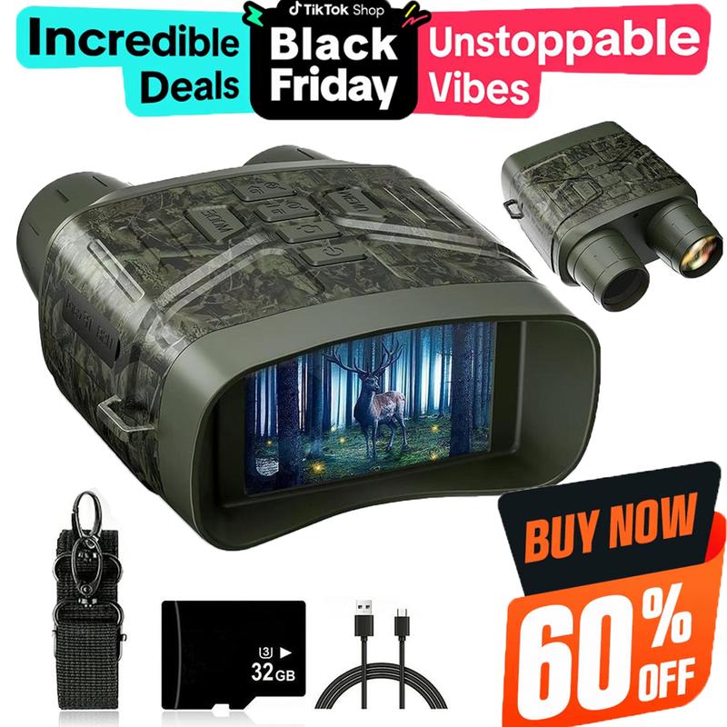 4K Night Vision Goggles for Adults - 3-In-1 Large Screen Binoculars for Wildlife Observation, Camping, Security, and Hurting - USB Rechargeable