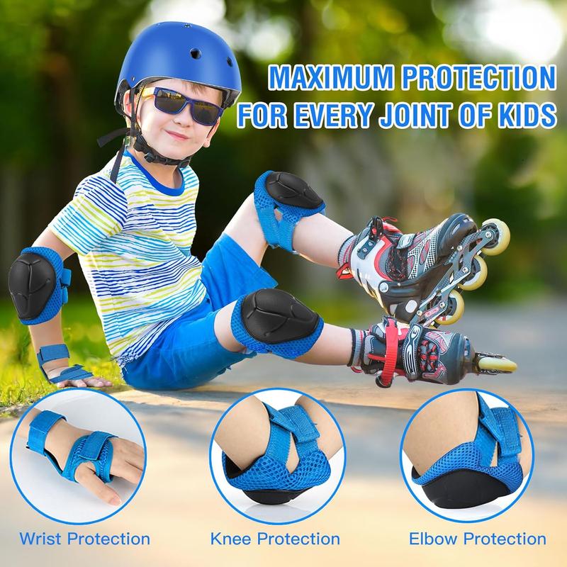 WayE 6PCS Kids Protective Gear Set, Knee Pads for Kids 3-10 Years Old, Toddler Knee Pads and Elbow Pads, Wrist Guards Set, Skating Cycling Bike Rollerblading Scooter, Upgraded & Durable Material