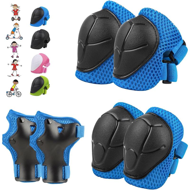 WayE 6PCS Kids Protective Gear Set, Knee Pads for Kids 3-10 Years Old, Toddler Knee Pads and Elbow Pads, Wrist Guards Set, Skating Cycling Bike Rollerblading Scooter, Upgraded & Durable Material