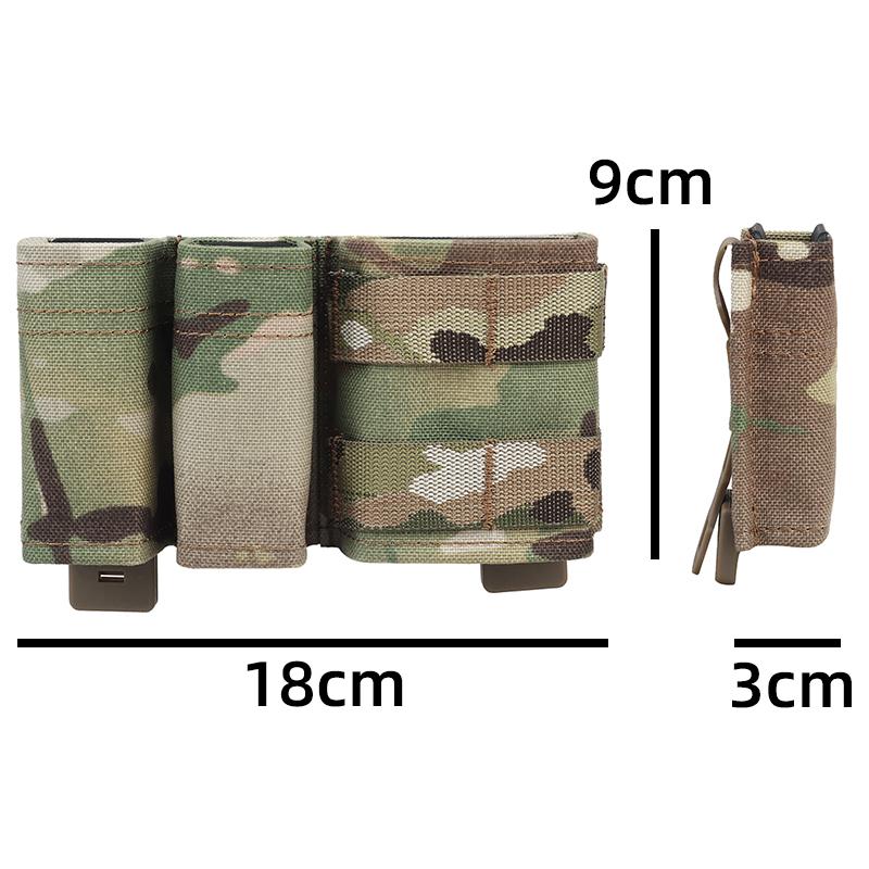 IDOGEAR Tactica Triple Magazine Pouch MOLLE Double 9MM & Single 556 Mag Holder with Hard Insert Carrier Quick Draw MG-F-06