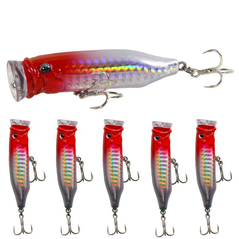 Artificial Fishing Lure, 5 Counts set 7cm 9.4g Hard Bait with Hook & Random Eye, Outdoor Fishing Tackle, Flyfishing, Solocamping, Picnicaesthetic