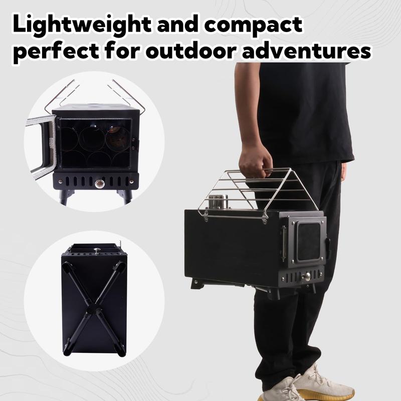 Wood Burning Stove,Tent Stove for Heating,Folding Portable Wood Stove for Tent,Cooking,Courtyard,Camping Stove include Chimney Pipes and Spark Arrestor