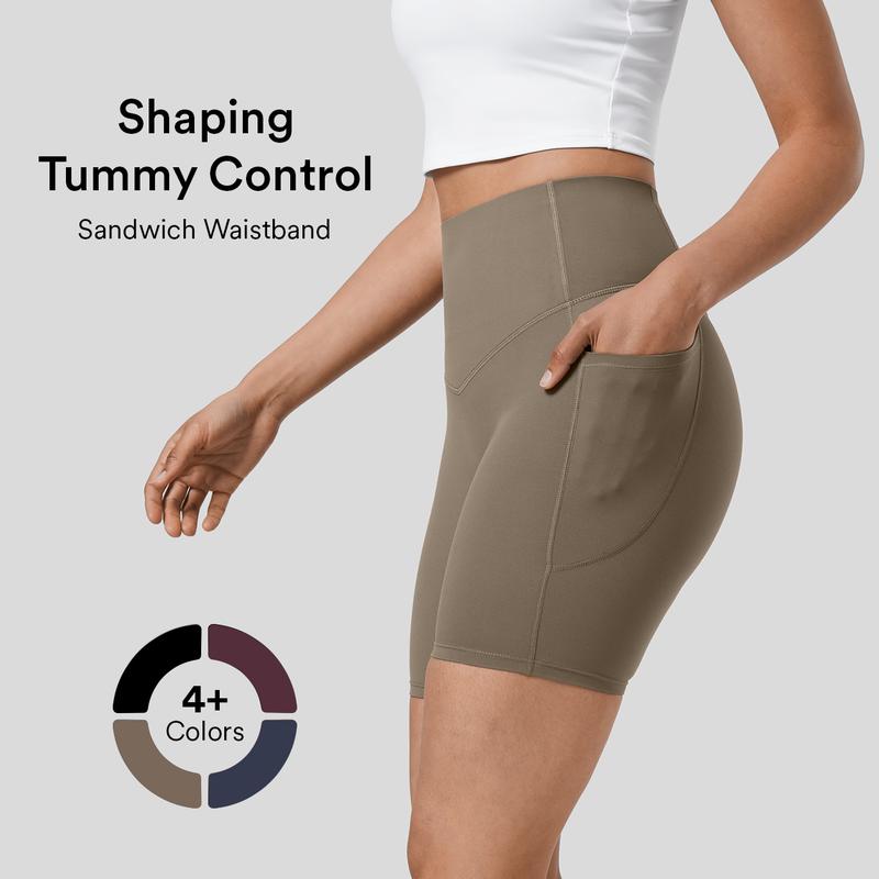 Halara SoCinched High Waisted Tummy Control Side Pocket Shaping Training Biker Shorts