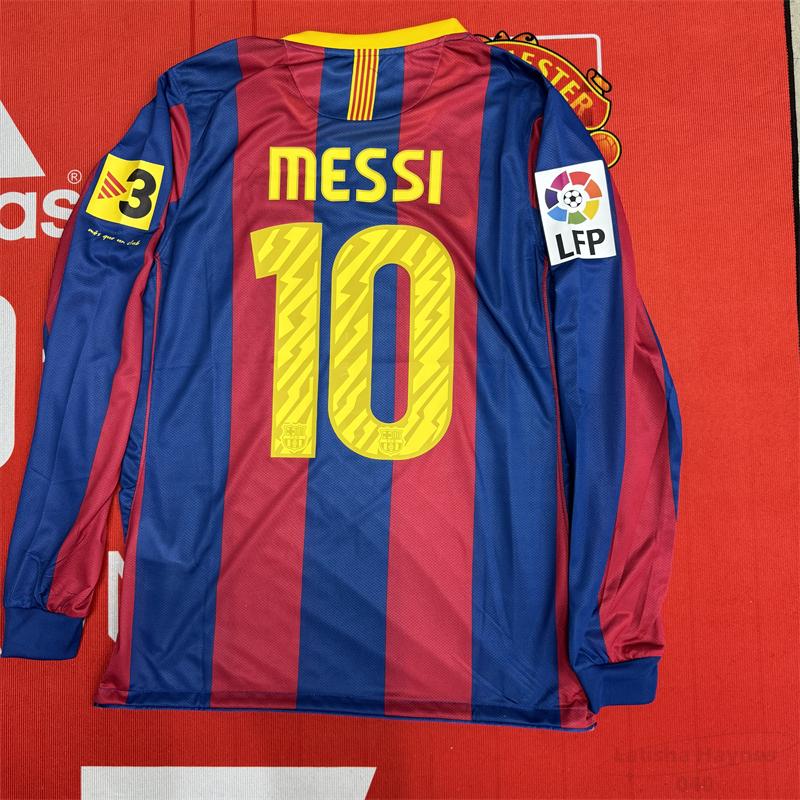 Soccer Jersey Fans Version Home kit Messi #10 Blue and Red Long Sleeves Barcelona