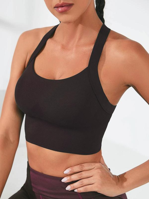 Women's Criss Cross Backless Sports Bra, Sporty Solid Wireless Bra, Ladies Sportswear for Running Gym Fitness, Cute Gym Clothes, Gym Clothing, Womenswear