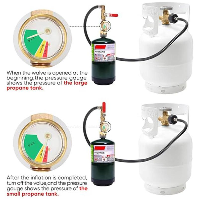 36 Inch Propane Gas Tank Adapter Connector, High Pressure Camping Grill, Refill Adapter Hose with Pressure Gauge, Propane Gas Tank Adapter Connector with ON-Off Control Valve, Outdoor Camping Kitchenware, Christmas, Christmas Gift