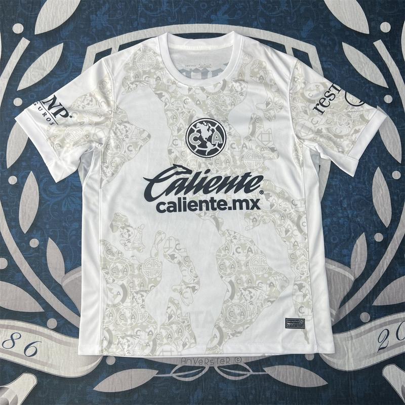 2425 LIGA MX Club America Away White Short Sleeve Soccer Jerseys New Season Quick Dry Sports