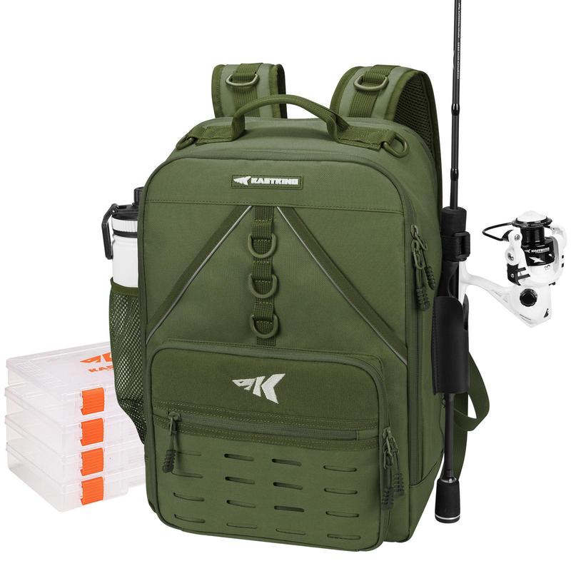 KastKing Karryall Fishing Tackle Backpack with Rod Holders, 4 Tackle Boxes, and 14 Storage Pockets - 40L Water-resistant Fishing Bag for Men and Women