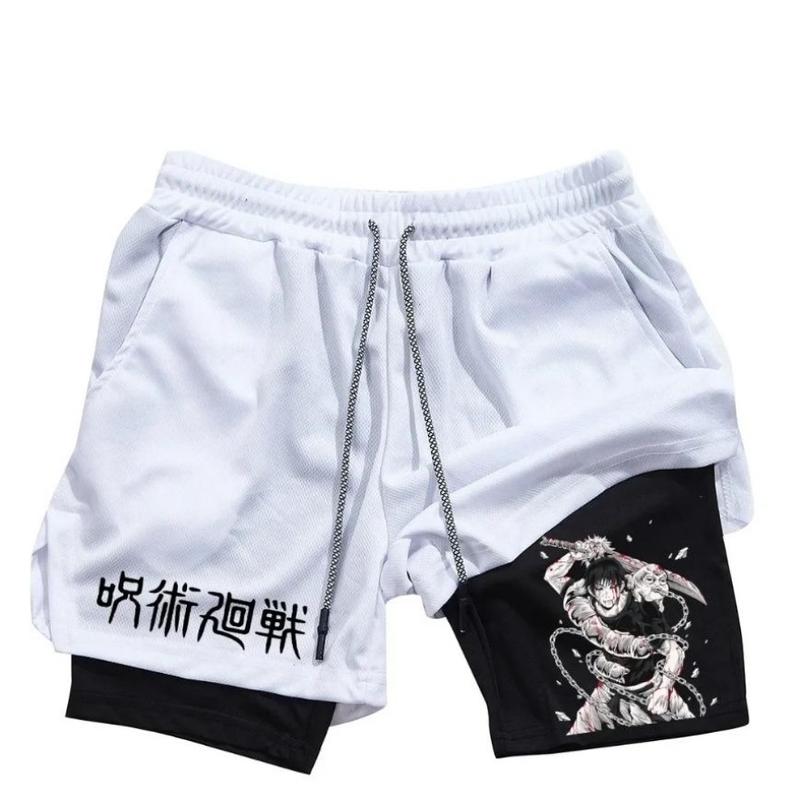 2 in 1 Jujutsu Gojo Quick Dry Shorts Running Training Joggers Fitness Gym Sports For Men