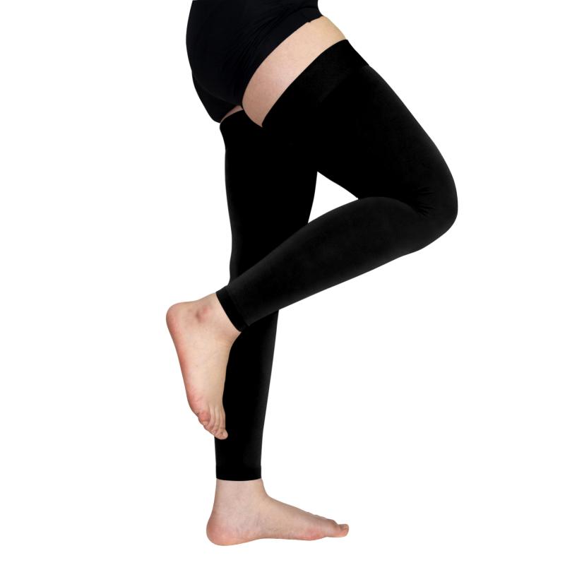 High-Thigh Compression Socks with Silicone Grip - Toeless, Ideal for Running, Yoga, Travel & Work