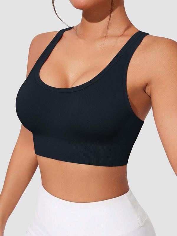 Women's Solid Cut Out Wireless Sports Bra, Breathable Comfortable High Stretch Sports Bra, Ladies Sportswear for Indoor Outdoor Wear, Bras for Women