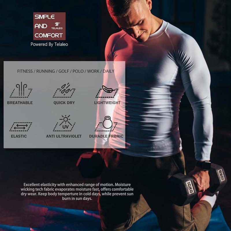 5 Or 4 Pack Men's Compression Shirt Long Sleeve UPF SPF Rash Protection Workout Base Layer Bottoming Shirt Equipment