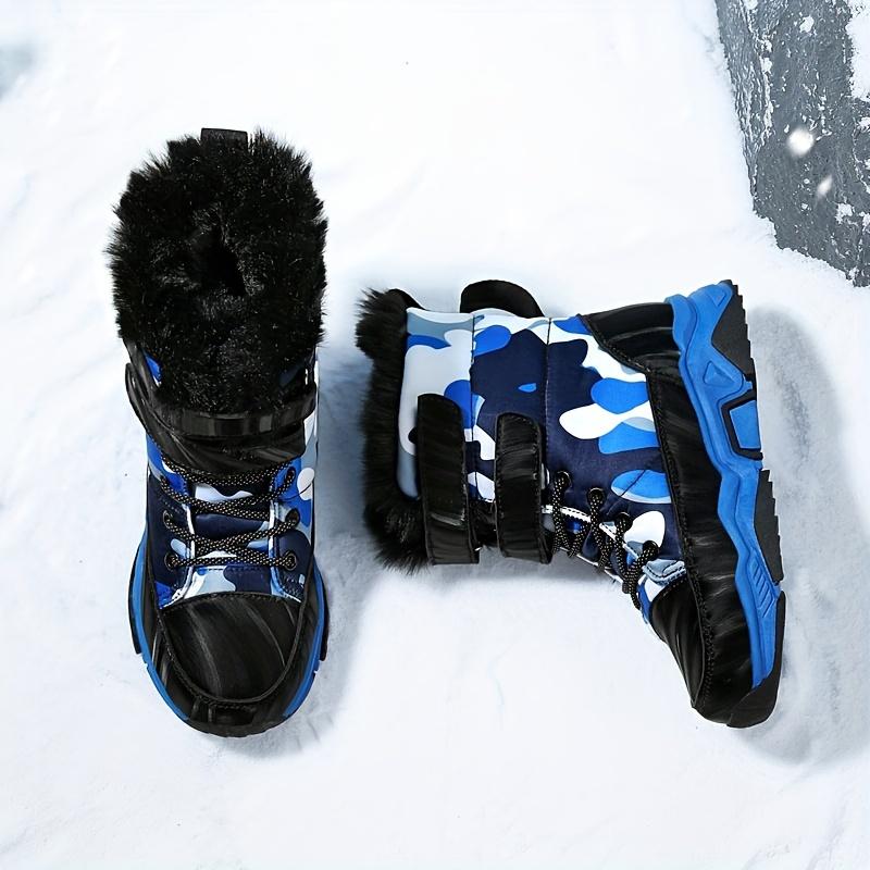 Boy's Camouflage Hiking Boots, Warm Plush Lining Durable Non-Slip Comfortable Snow Boots Outdoor Shoes For Hiking Climbing Hunting Trekking, Fall Winter