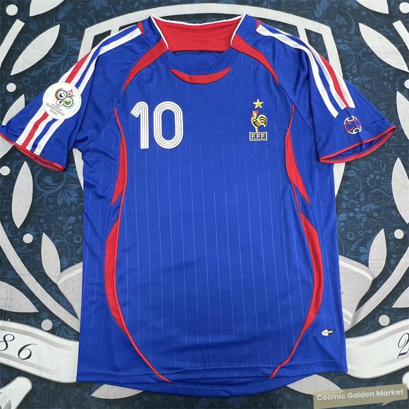 2006 France Team Germany World Cup Home Retro Blue Fan Edition Jersey #10 Zidane Soccer Jersey