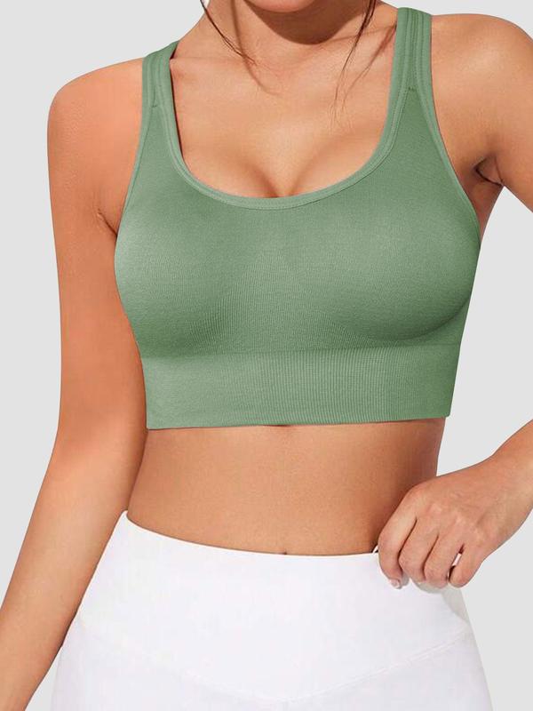 Women's Solid Cut Out Wireless Sports Bra, Breathable Comfortable High Stretch Sports Bra, Ladies Sportswear for Indoor Outdoor Wear, Bras for Women