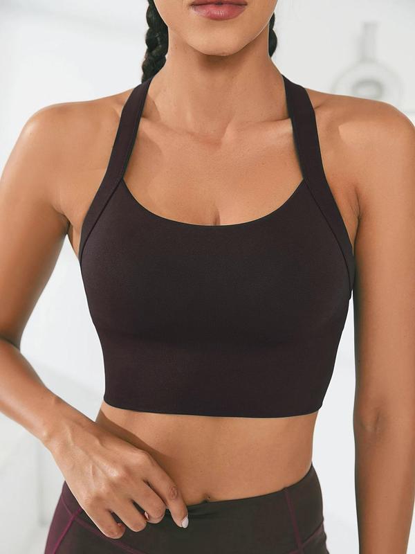 Women's Criss Cross Backless Sports Bra, Sporty Solid Wireless Bra, Ladies Sportswear for Running Gym Fitness, Cute Gym Clothes, Gym Clothing, Womenswear