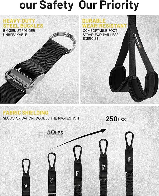 MANUEKLEAR Heavy Duty Resistance Bands for Pull Ups, Pull Up Assistance Bands with Scale Tracking Feature, Adjustable Pull Up Assist Band with Five 50-Pound Pull Up Bands and Fabric Feet Knee Rest dumbbell hand