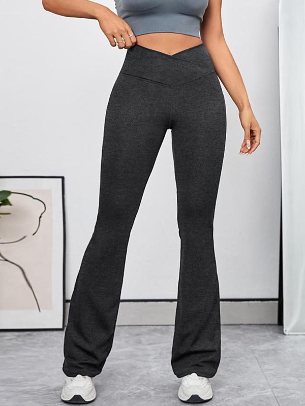 Women's Cross Wrap High Waist Flare Leg Sports Scrunch Tummy Control Leggings, Solid Bootcut Yoga Pants, Compression Pants, Summer Pants, Workout Clothes Women, Leggings for Women Gym Fitness Workout, Fall Outfits 2024, Fall Outfits, Fallfreshness