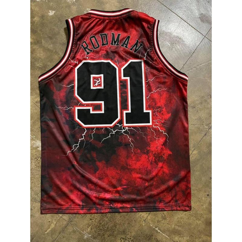 Bull #91 Basketball Jersey Shirt, Bull Head Jersey Shirt for Men, Red Jersey Bull Team Shirts, Gift For Basketball Lovers, Summer Tops