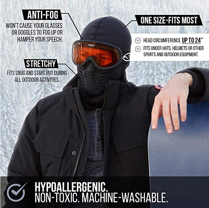 Balaclava Ski Full Face Mask Windproof Fleece Neck Warm for Winter Cold Weather