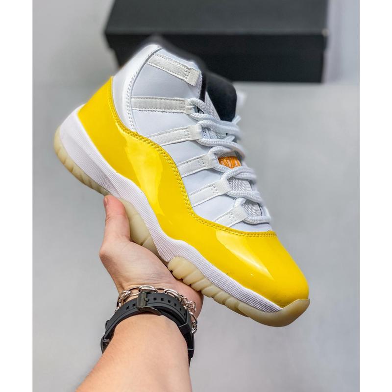 Jordan 11 yellow and white fashionable retro anti slip shock-absorbing casual sports shoes