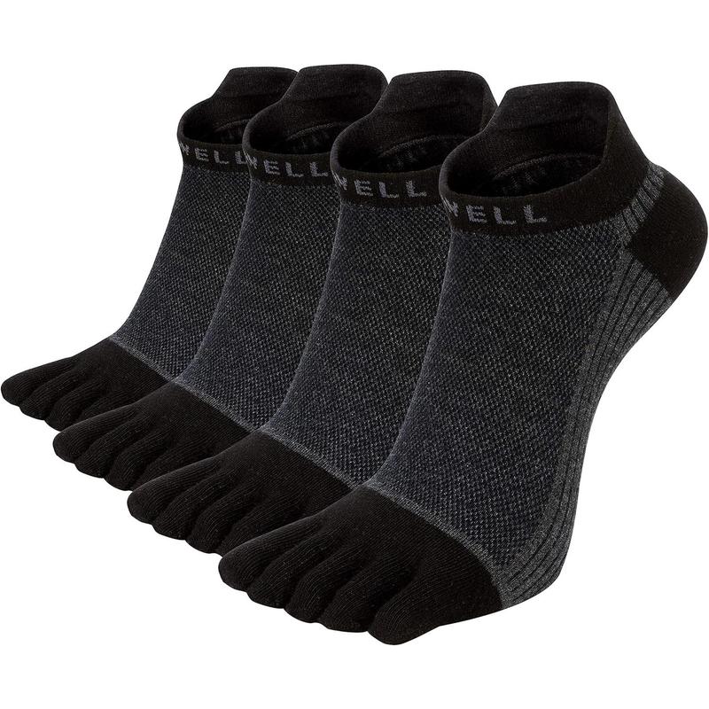 VWE Cotton Toe Socks Five Finger Socks No Show Crew Athletic Running Socks 4 Pairs,Size 7-11