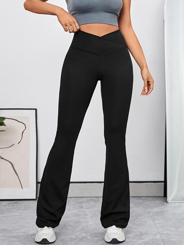 Women's Cross Wrap High Waist Flare Leg Sports Scrunch Tummy Control Leggings, Solid Bootcut Yoga Pants, Compression Pants, Summer Pants, Workout Clothes Women, Leggings for Women Gym Fitness Workout, Fall Outfits 2024, Fall Outfits, Fallfreshness