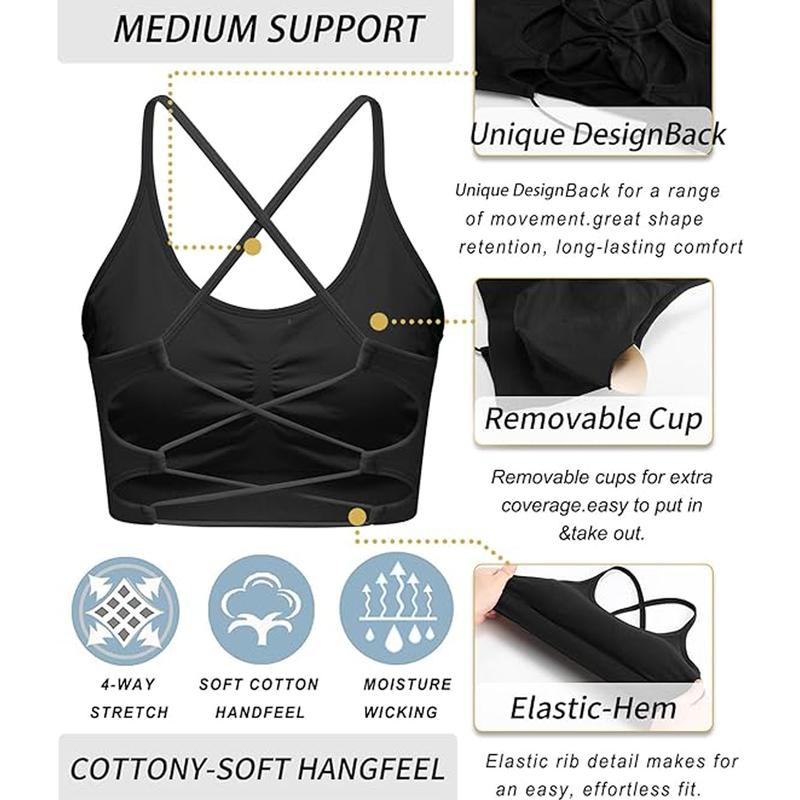 RUNNING GIRL Sports Bras for Women,Sexy Crisscross Back Seamless Padded Sports Bra Medium Support with Removable Pads