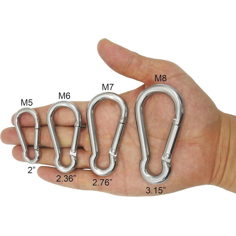 Marine Grade 316 Stainless Steel Carabiners Heavy Duty, Durable & Rust-Free Clips for Gym, Swing, Dog Leashes, Hammocks, Keychains, and More