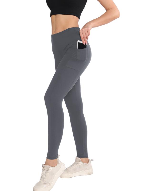 4pcs High-Waisted Seamless Yoga Leggings with Pocket - Butt Lifting, Elastic, and Squat-Proof - Comfortable Women's Activewear for Fall & Winter, Wide Waistband, and Flattering Silhouette