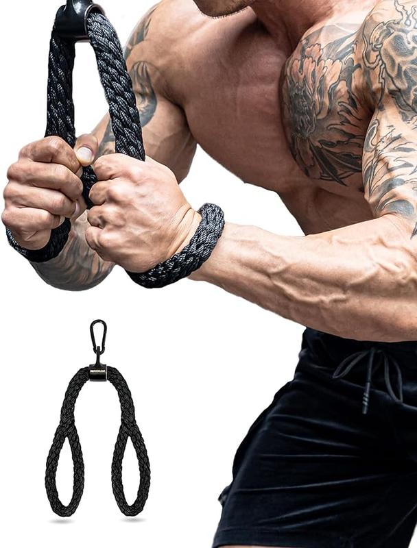 Tricep Pull Down Rope for Triceps、Back & Shoulders, Tricep Rope Cable Attachment, Cable Rope Attachments for Gym & Home with Improved Grip Stability