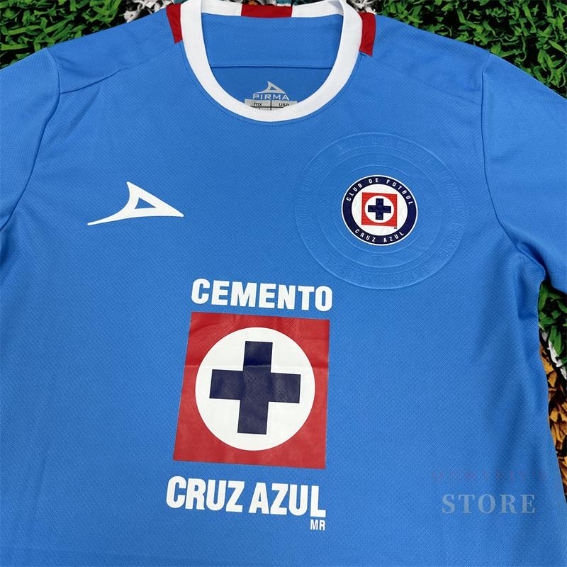 2425 Mexico CRUZ AZUL Home Short Sleeve Top Retro Soccer Jerseys Quick Dry Fans Version LIGA MX