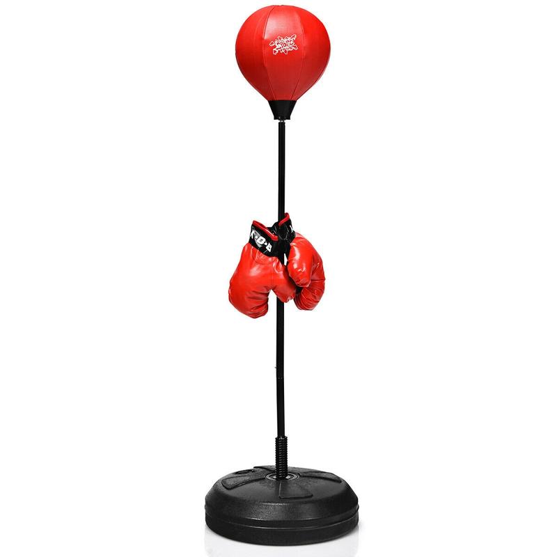 FestivalJoy-Adjustable Height Punching Bag with Stand Plus Boxing Gloves for Both Adults and Kids